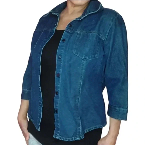 Willi Smith Womens Shacket Blouse Button Up Size Large - Picture 5 of 15